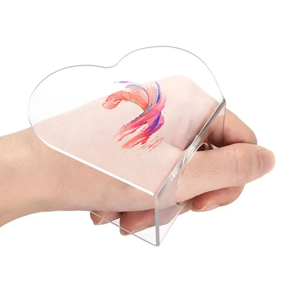 Portable Transparent Palette Handheld Acrylic Paint Palette Heart-shaped Reusable Foundation Mixing Palette Manicure Tool