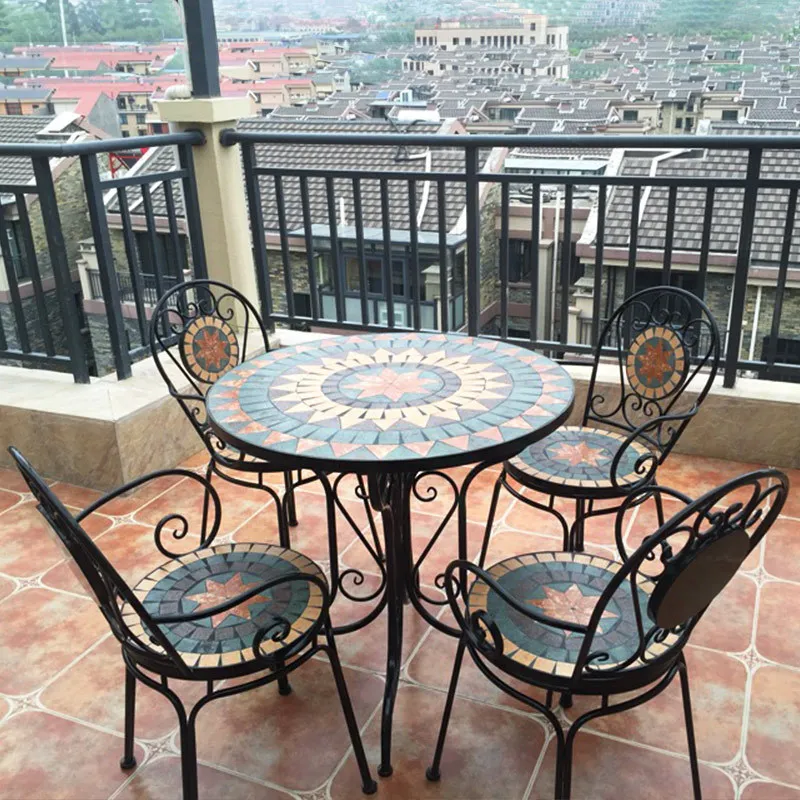 

Wrought iron balcony table and chair courtyard outdoor outdoor cafe garden European leisure outdoor table and chair combination