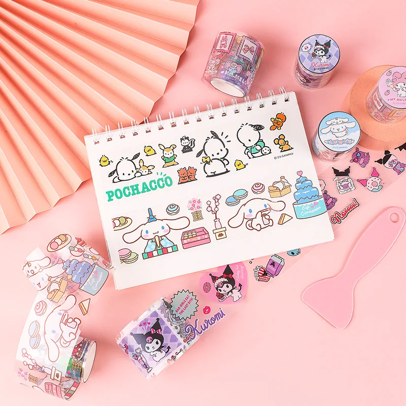 4/16pcs Sanrio Washi Tape Cinnamoroll Kuromi Pachacco Washi Tape Diy Scrapbooking Collage Material Sticker Stationery Supplies