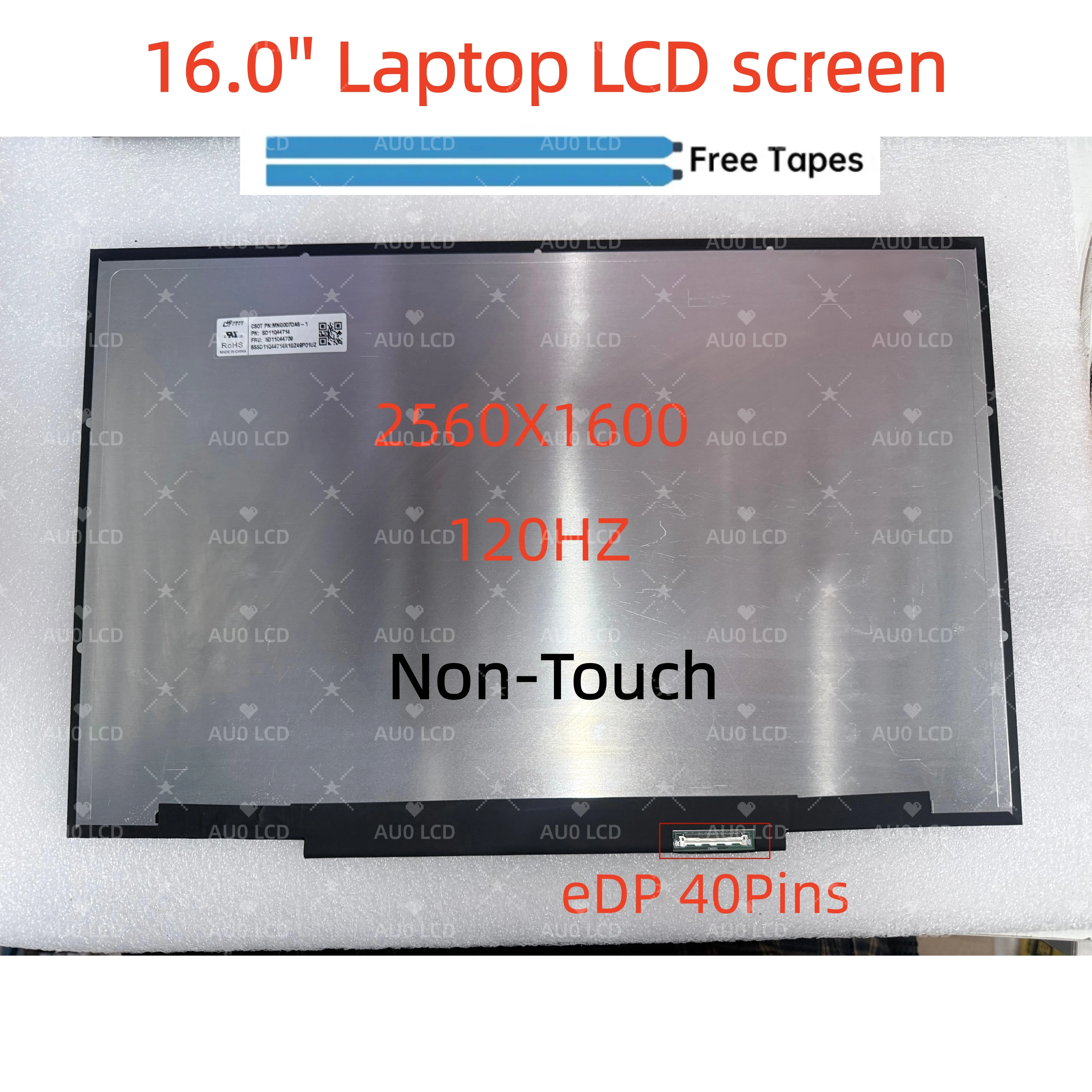 16 Inch 120Hz LCD Screen MNG007DA8-1 B160QAN05.0 TL160ADMP35-00 Display Matrix Panel Replacement 2560x1600 EDP 40 Pins Non-Touch