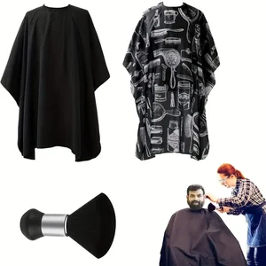 Waterproof Hair Cut Cable with Neck Duster Brush, Barber Wrap Set, Professional Salon Hairdresser Apron, Hair Stylists 11 Main Sales Barbeiro Cover - №4