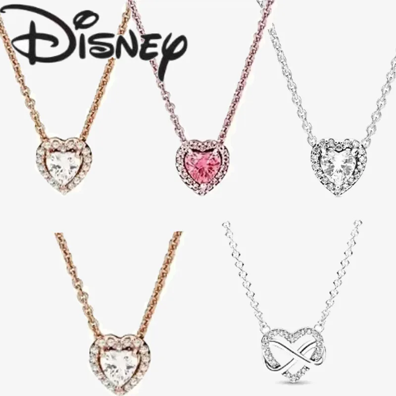 Disney 2024 new popular creative love shaped necklace suitable for women's senior exquisite charm jewelry gift jewelry wholesale