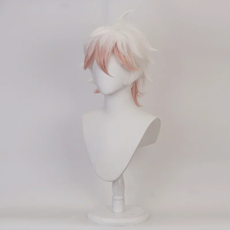 KOMAEDA-Perruque Courte Blanche et Rouge pour Homme Adulte, Costume Cosplay, Accessoires d'Halloween