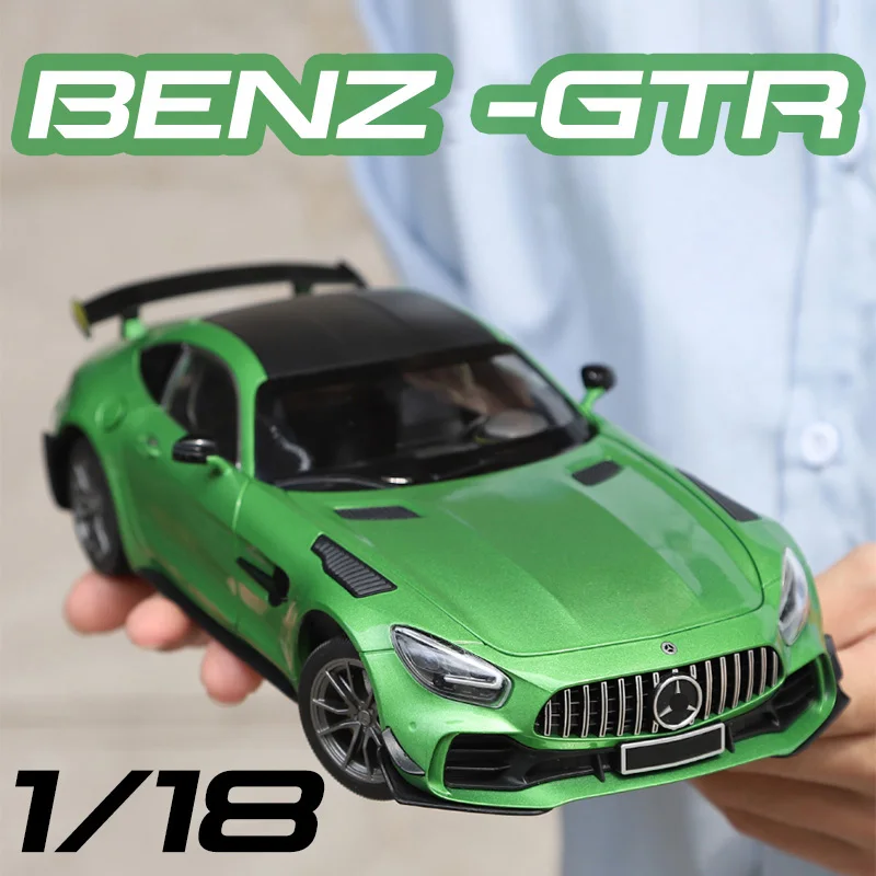 Large 1/18 Mercedes Benz AMG Gtr Model Car Metal Diecasts Vehicle Collectable Hobbies Sound & Light Miniature Toy For Boys Child