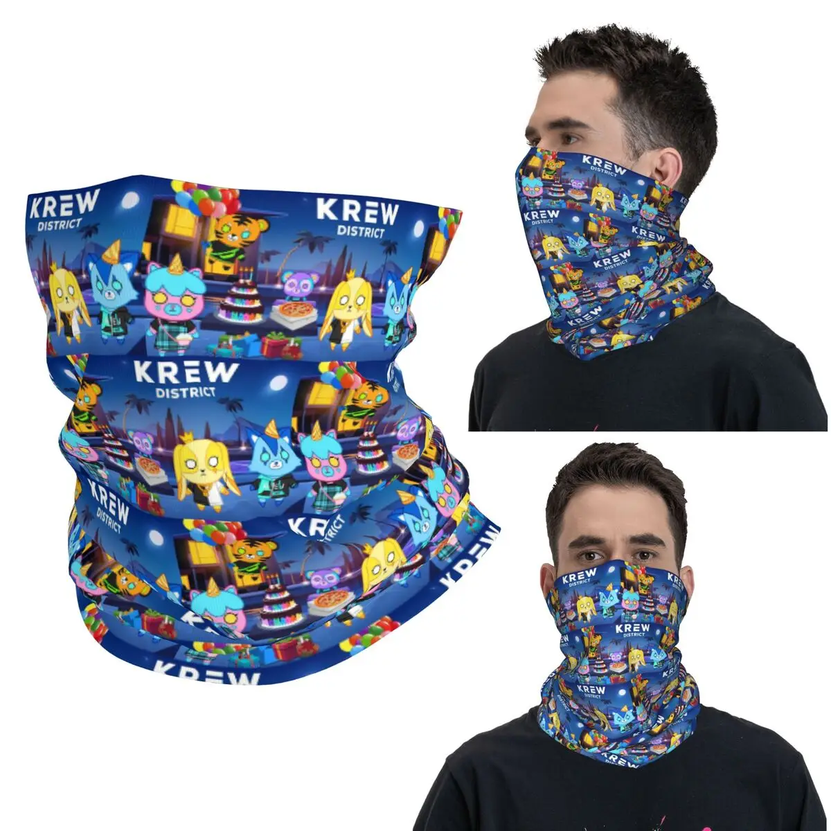 

Бандана с рисунком ItsFunneh Krew District, шарф для лица с принтом, многофункциональный головной убор для спорта на открытом воздухе, унисекс для взрослых