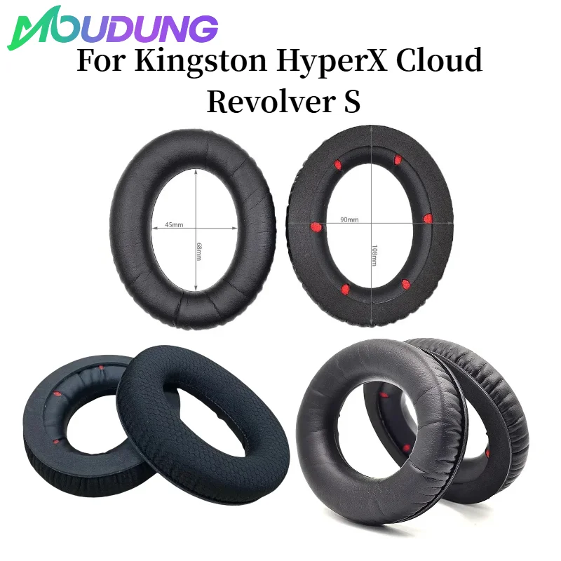 

MOUDUNG Replacement Soft Leather Memory Foam High Quality Ear Pads Cushion for Kingston HyperX Cloud Revolver S Headphones