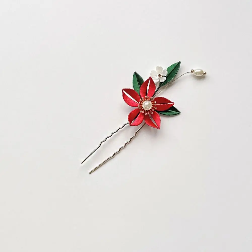 

Hair Comb Chinese Style U-shaped Hair Stick Pearl Cloth Velvet Flower Hair Clip U Shape Vintage Hanfu Headwear