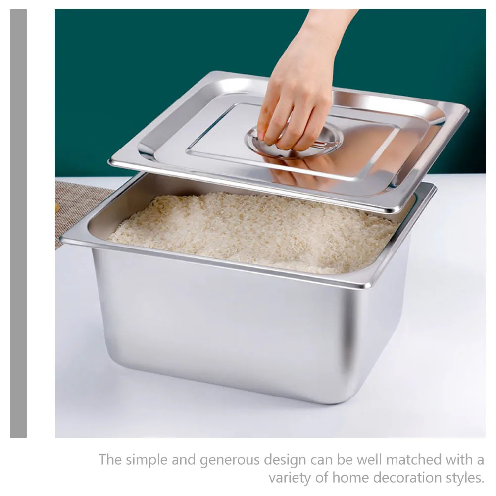 

Stainless Steel Buffet Serving Pan with Lid Rectangle Food Container for Party Dinner Steam Cooking Mini Dish Holder Metal Tray