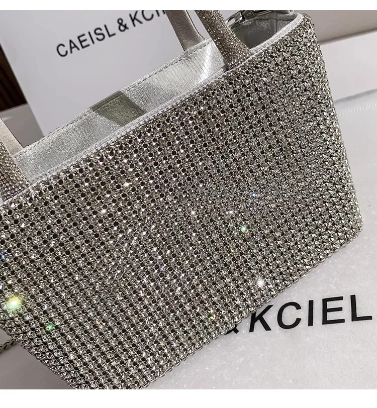 

High Quality Crystal Shiny Rhinestones Diamond Evening Bag Luxury Glitter Women Handbag Wedding Party Cluth Purse Shoulder Bag