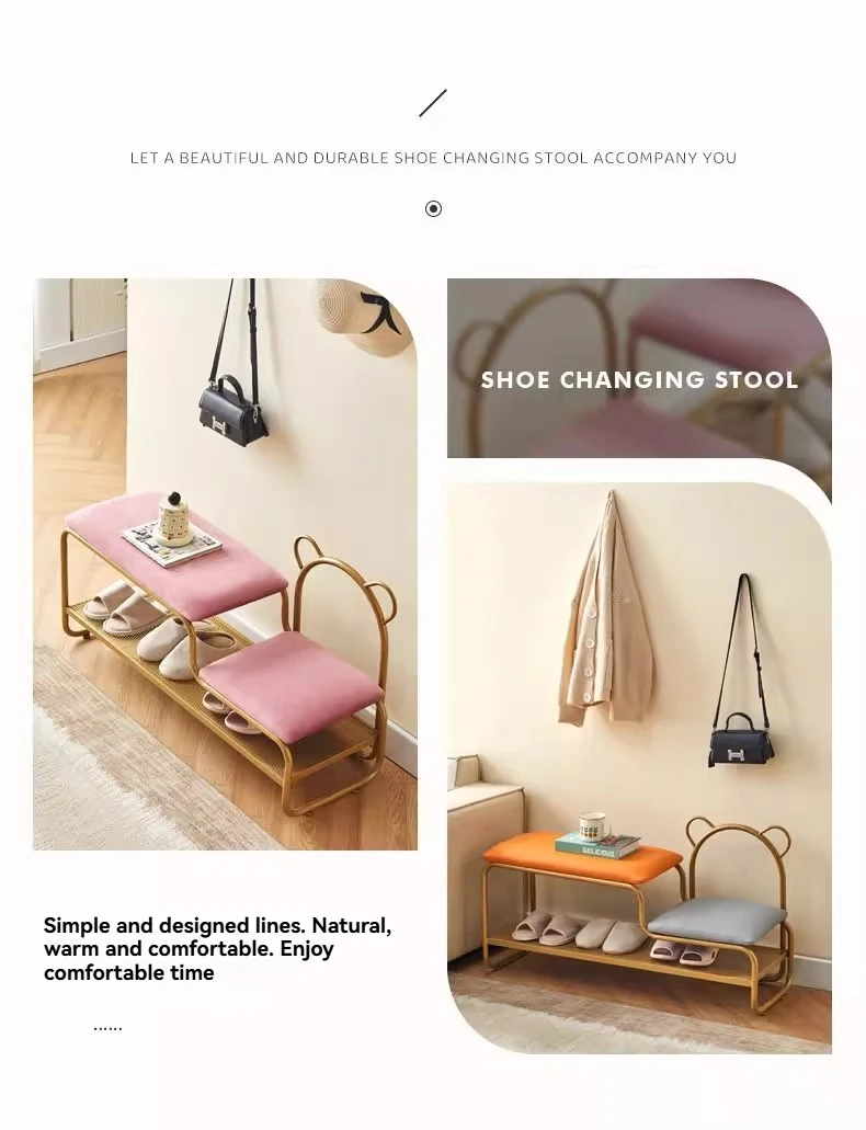 Integrated Shoe Changing Stool And Shoe Cabinet for Home Entrance Simple Design Door with Changing Stool at Entrance