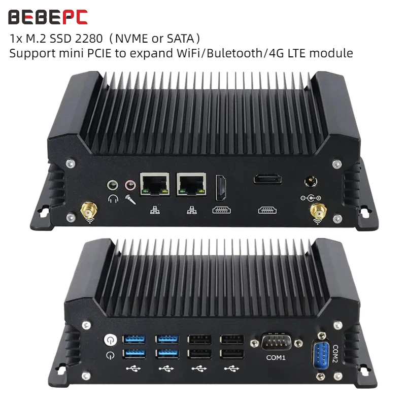 Кулер, промышленный мини-ПК, безвентиляторный, Intel Core i5-4278U i7 10610U 2LAN 2COM RS232, настольный компьютер, Windows 11 Linux WIFI 4G LTE