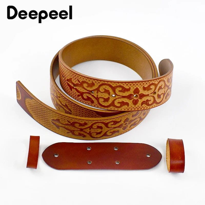 1Pc Deepeel 3.8 * 110-125cm Tłoczony pasek z prawdziwej skóry Pierwsza warstwa skóry bydlęcej Męski projektant Bezgłowy Rzemiosło Paski dla dorosłych — zdjęcie 3
