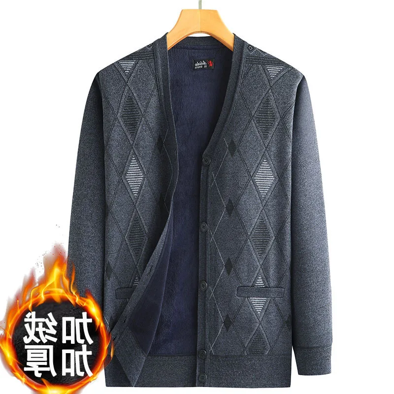 

New Fashion Mens High Quality Cashmere Men Cardigan Casual V-Neck Single Breasted Thick Plus Size L-3Xl Soft Warm Sweaters Brand