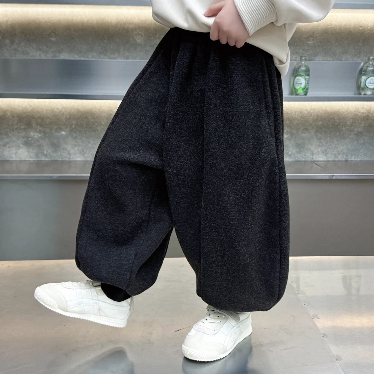 

Утепленные брюки прямого кроя на флисовой подкладке для мальчиков, осенне-зимние, новые, с высокой талией, хлопковые, спортивные, повседневные