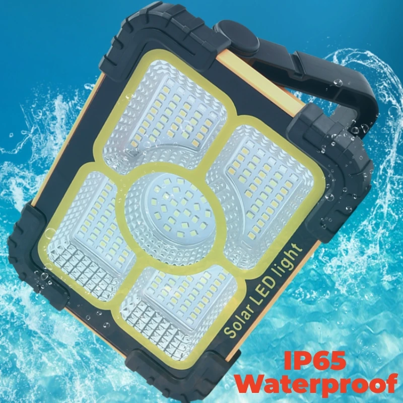 Luces solares de trabajo para exteriores, lámpara LED impermeable recargable, reflector, Banco de energía, linterna para emergencias de Camping