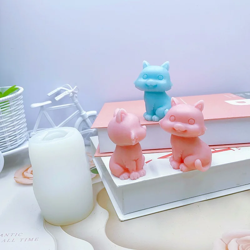 Cat Silicone Mold Cute Pet Mousse Cake Liquid Mold DIY Kitten Aromatherapy Candle Plaster Fragrant Stone Mold