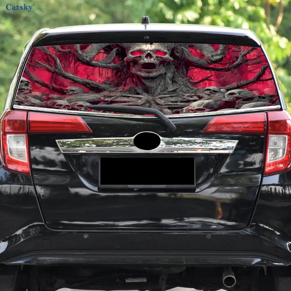 ملصق نافذة السيارة الخلفي المقاوم للماء ذاتي اللصق من مادة PVC على شكل هيكل عظمي من الدم، سهل اللصق دون السقوط، وات #3