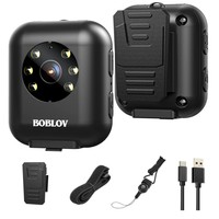 BOBLOV W4 Mini Body Worn Camera, 64GB 1080P Video Camera Battery 5hours Video Shooting Bodycam Police Head Mounted Cam