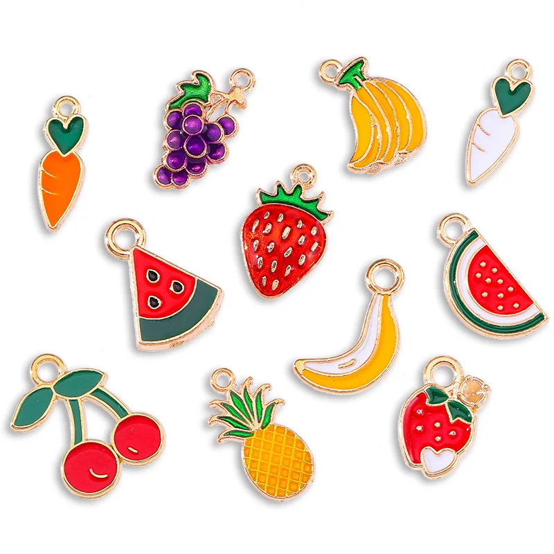 15Pcs Fashion Mixed Cherry Fruit Pendant Set for Couple Bracelet Earring Necklace Phone Charm DIY Jewelry Making Supplies