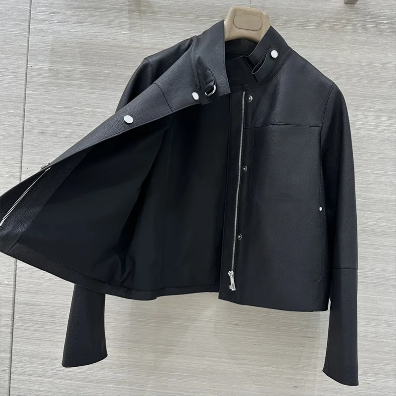 Manteau blazer en cuir pour femme de haute qualité avec col, en peau de mouton, sophistiqué et luxueux 25919115