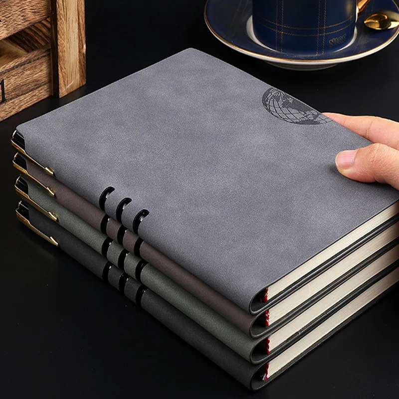 A5 Soft Leather Business Notebook Small Notebook Creative Notepad with Daily Insert Pen
