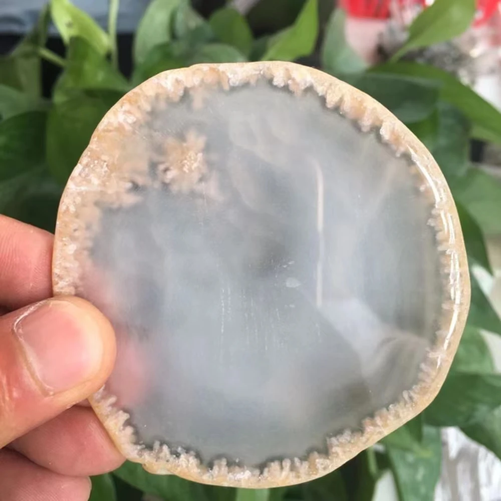 Gray Agate Plate Geoid Crystal Mineral Agate Slice Coasters