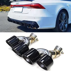 Quad Carbon Fiber Car Exhaust Tip For Audi A6 A7 C8 2020+ Muffler Tip Exhaust System Nozzle Tailpipe Tips