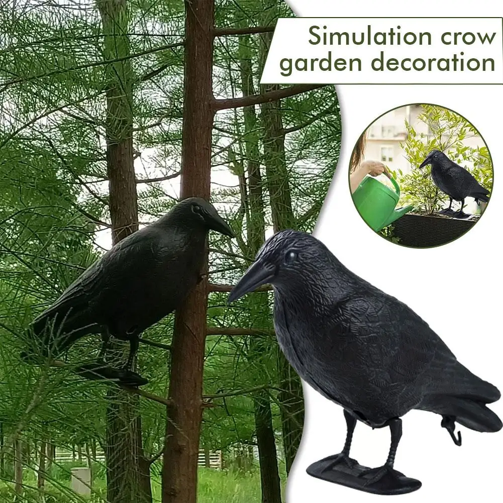 Halloween Black Crow Party Ornament Simulation Bird Decoration For Hunting With Stakes Yard Garden Desktop Realistic Figuri D2O1