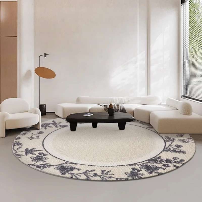 

Modern original round living room wool carpet French light luxury premium bedroom study mirror floor mat