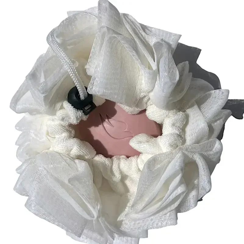 2-in-1 Shower Sponge Sponge Multi-purpose Exfoliating Shower Ball Soft Cotton with Drawstring Shower Flower/ball/wipes