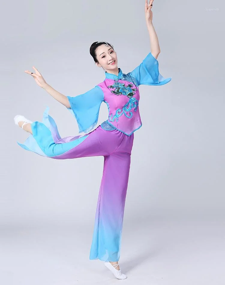 Bühnen kleidung chinesisches Volkstanz kostüm weibliche klassische Performance Yangko Kleid Frauen Yangge Kleidung