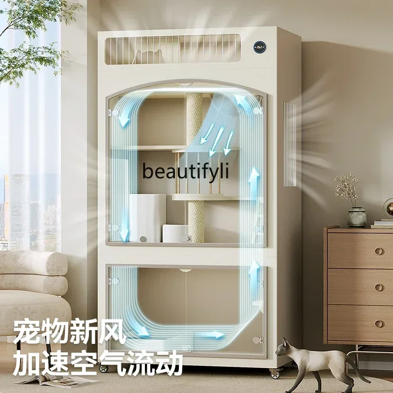 

SS ss7486 Luxury cat villa solid wood home indoor cat cage white cat nest customization living room decoration