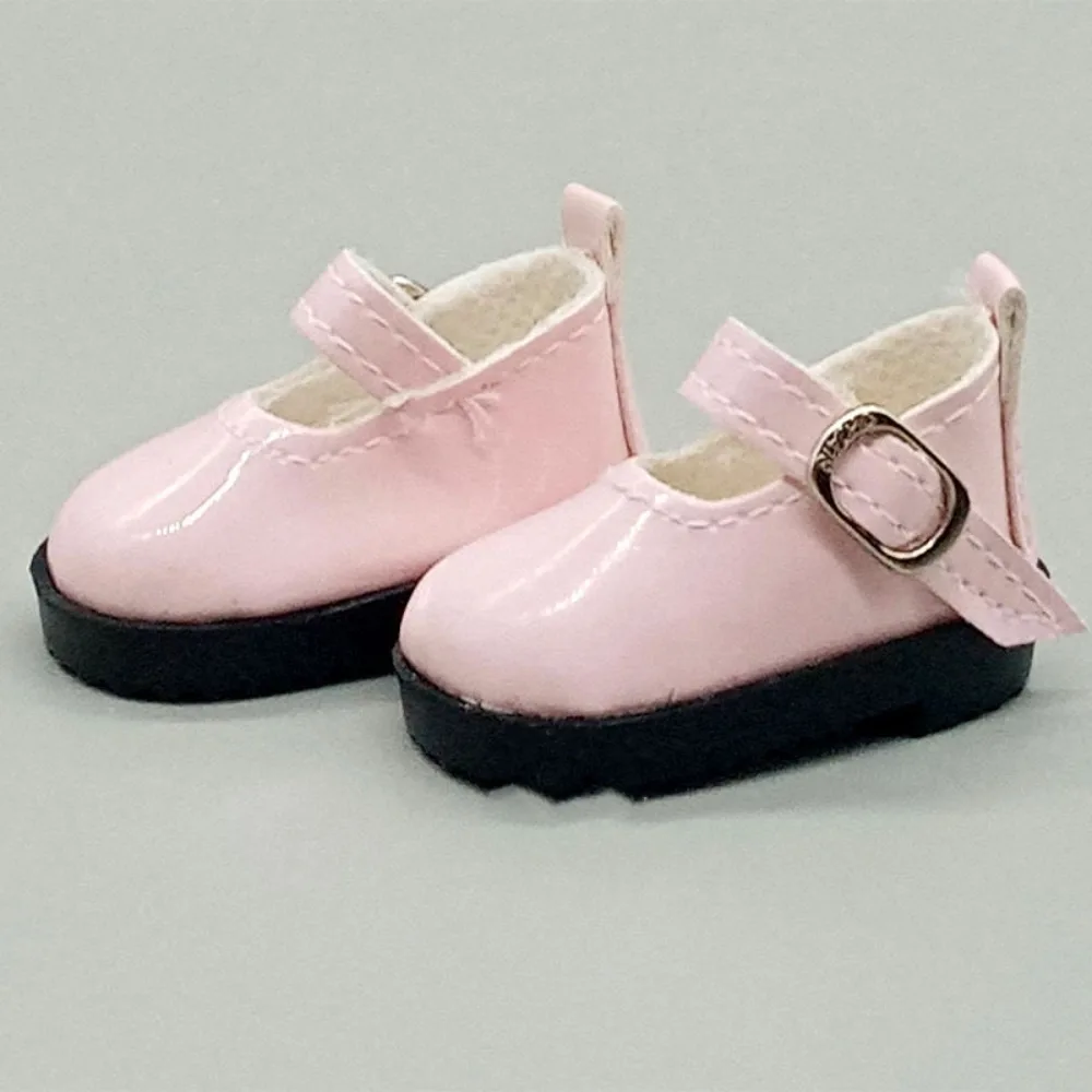 Mini Flat Bottomed Shoes Bottomed Glossy Leather Shoes 4.7cm X 2.5cm DIY Leather Shoes 1/6 Point