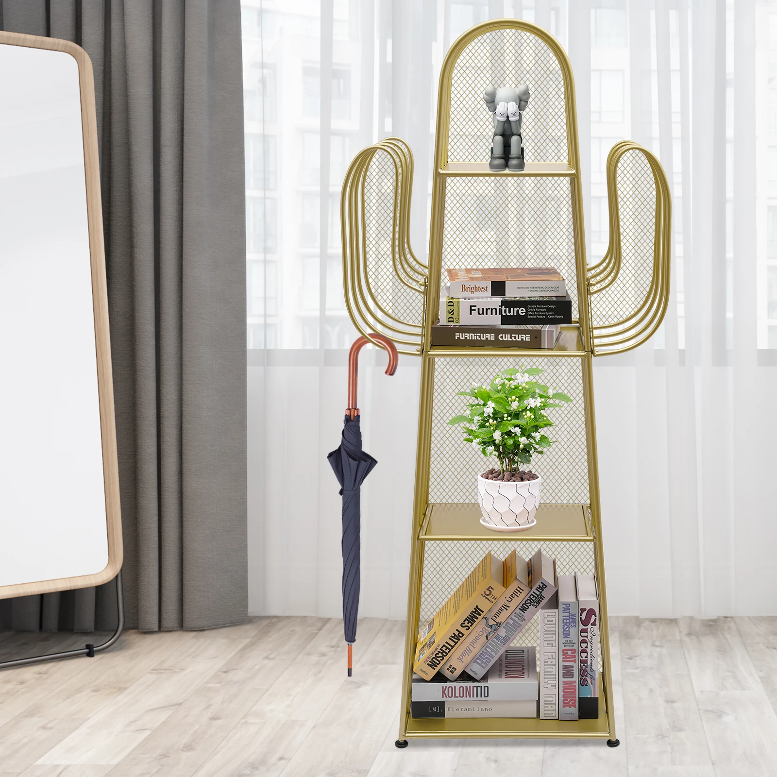 4段本棚、自立型本棚、収納オーガナイザー