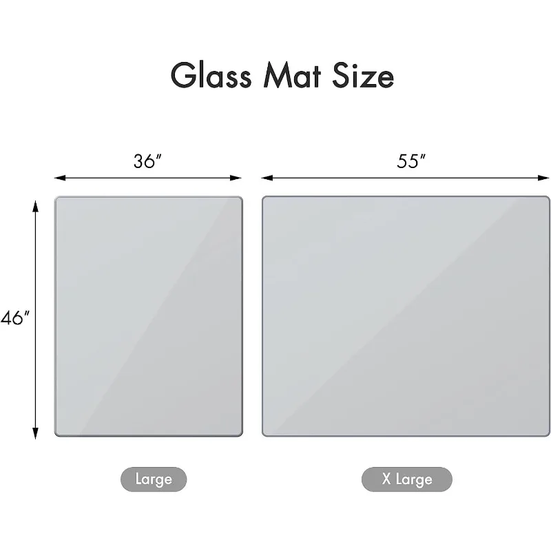 Office Chair Mat, 46" x 55" Tempered Glass Floor Mat for Office Chair on Carpet, 1/5" Thick Computer Floor Mat