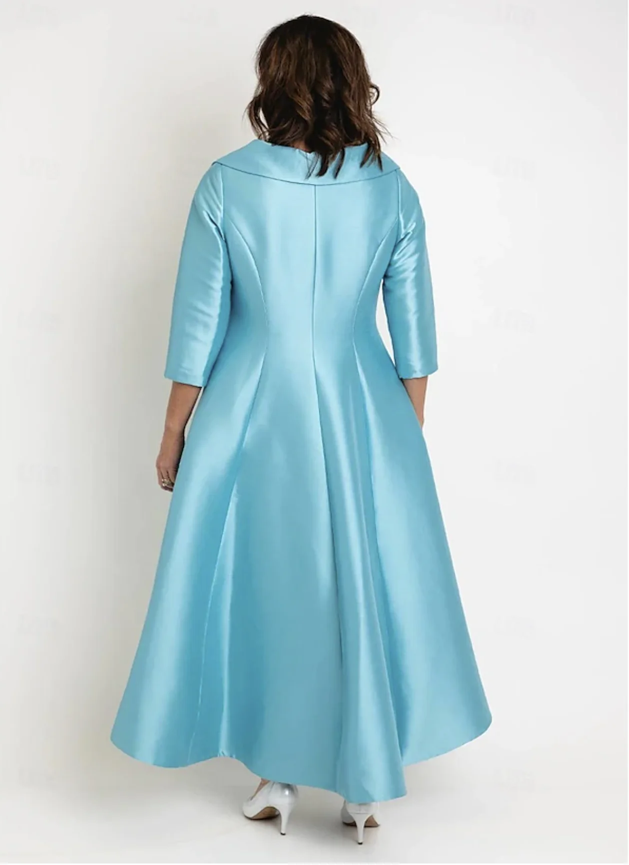 A-Line Cocktail Dresses Elegant Dress Formal Wedding Ankle Length 3/4 Length Sleeve Shirt Collar Satin with Buttons 2024