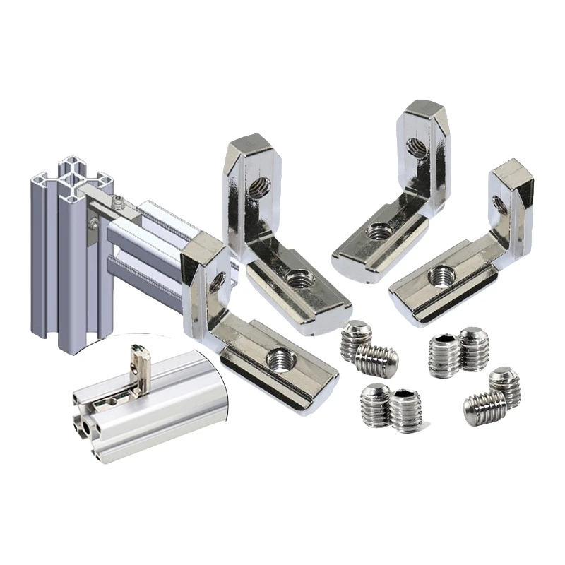 10Pcs 2020 3030 4545 4040  Series Inside Hidden Bracket L Shape Interior Corner Connector with Screws for Aluminum Profile