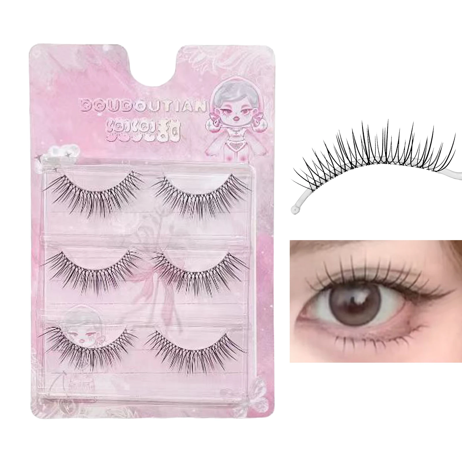 Ciglia finte stile coreano striscia completa Fascia trasparente Strisce per ciglia segmentate Ciglia finte cosplay naturali quotidiane trucco fai da te