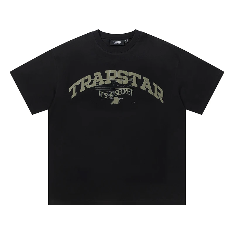 American Trapstar Black Short Sleeve Cleanfit Men's Ins Street Fashion Brand Summer Casual White T-shirt Women's High Quality