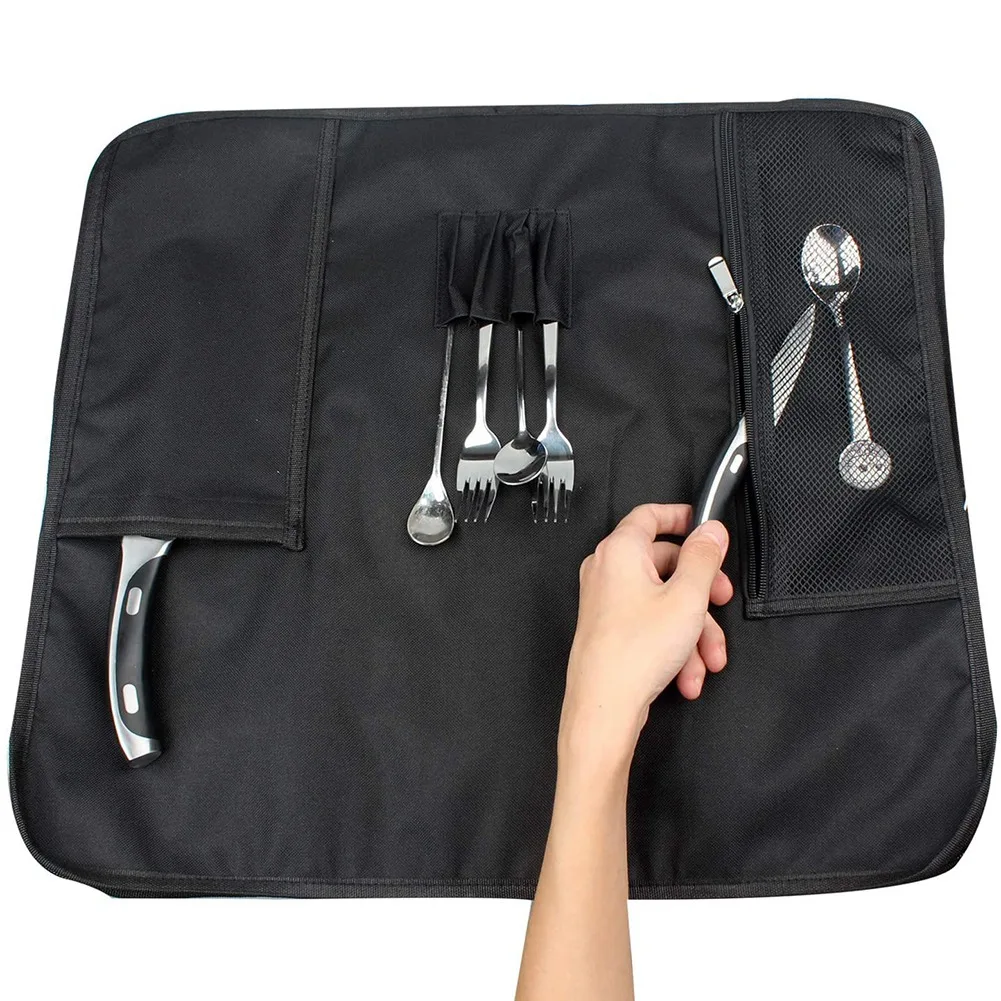 WESSLECO Knife Bag Nylon Chef Roll Bag With 8 Pocket For Kitchen Accessories Portable Knives Case Holder