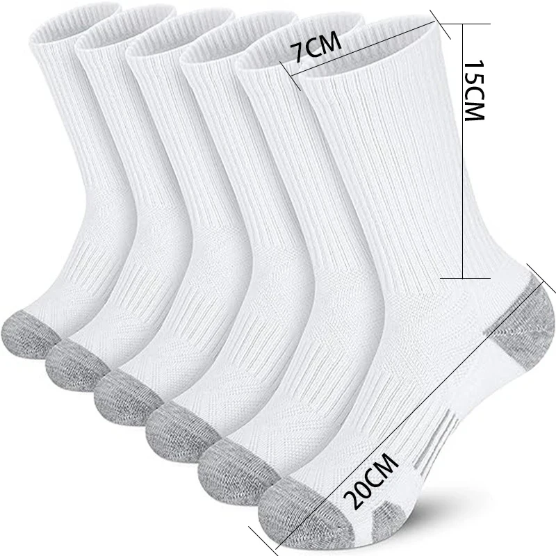 6 pairs of large size socks men's long cotton socks black and white autumn and winter mid-tube socks basketball socks