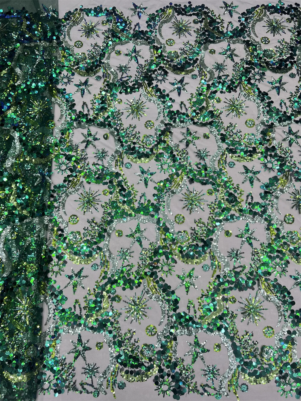2025 Heavy New Arrival Fashion Design Africa Handmade Gorgeous Sequins Tulle Lace Top Quality For 5yards Party Evening Dresses