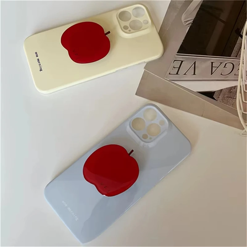 Korean Cute Red Apple Griptok Bracket for IPhone 15 14 13 Samsung Food Phone Accessories Holder Ring Support Stand Grip Tok Gift