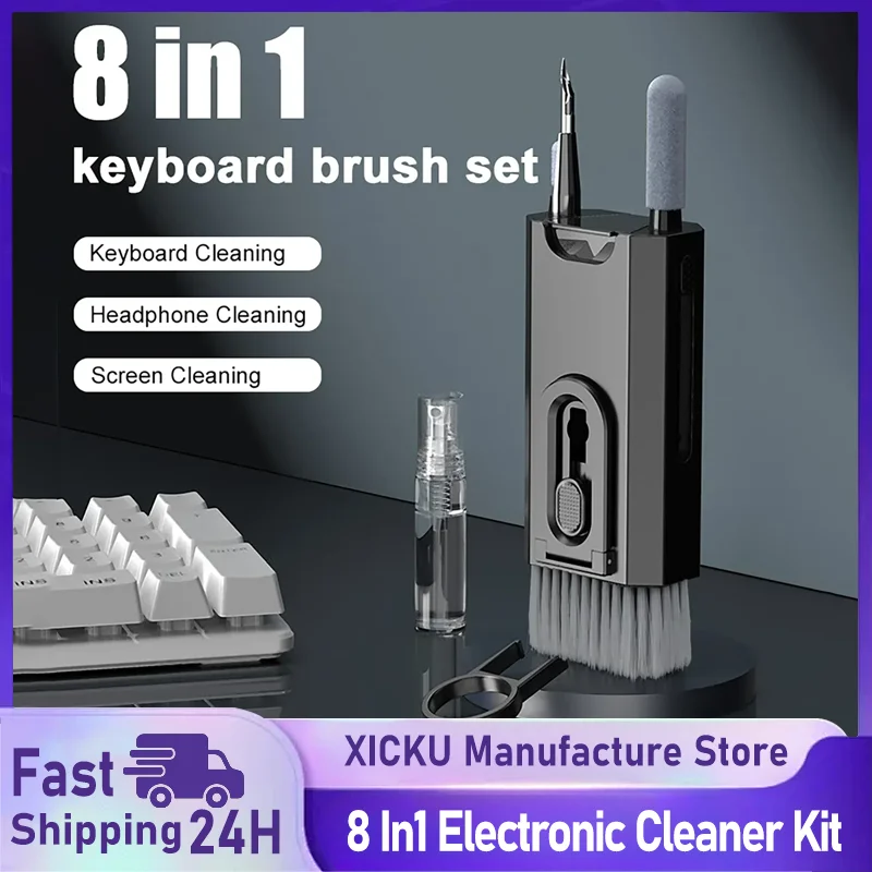 8-in-1-Elektronik-Reinigungsset, Bildschirmreiniger, multifunktionale Reinigungsbürste für Kopfhörer, Tastatur, Laptop, Telefon, PC, Monitor, Kamera