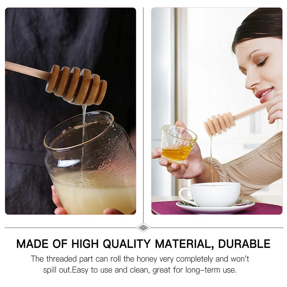 

4Pcs Wooden Honey Dippers Creative Stirrers Log -Friendly Beech Material Easy Clean Multipurpose Kitchen Tools
