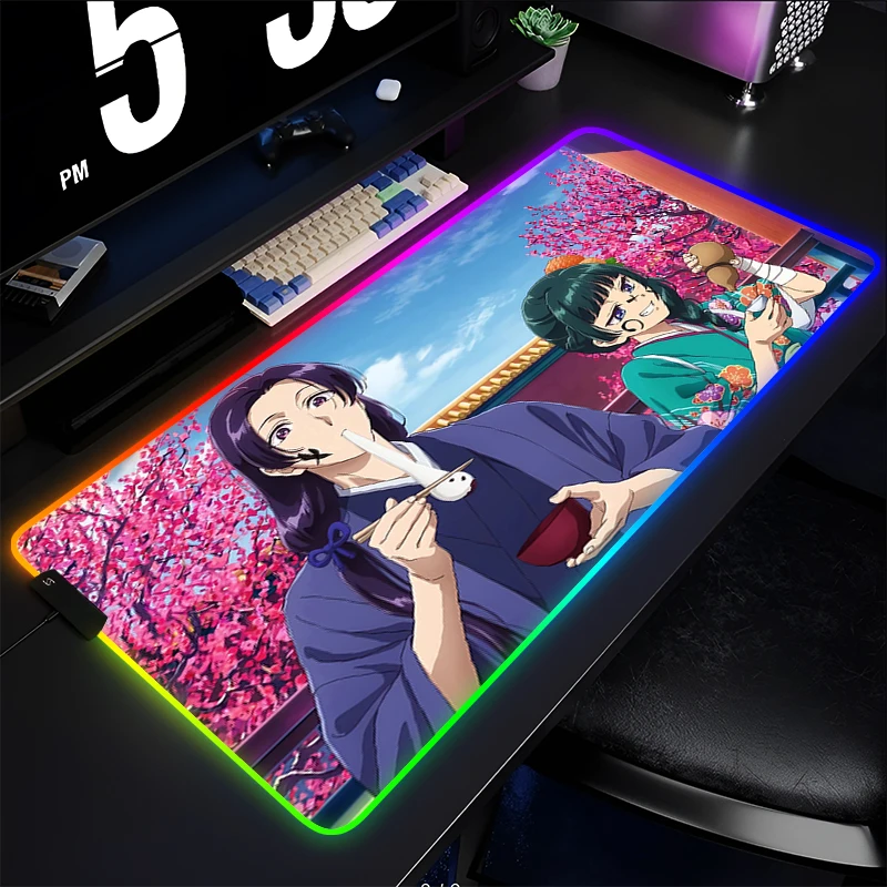

Коврик для мыши RGB, японский аниме, ПК, компьютер, аптекарские дневники, настольный коврик, светодиодный коврик для ноутбука, Kawaii, геймерский коврик для мыши, светящийся коврик для клавиатуры