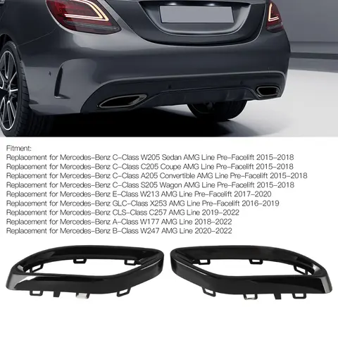 글로스 블랙 배기 팁 커버 트림 교체, 메르세데스 벤츠 A B C E GLC CLS 클래스 W177 W247 W205 W213 X253 C257