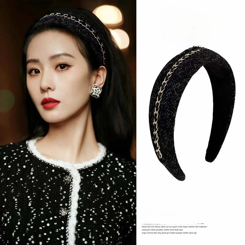 エレガントで豪華なワイドエッジヘアバンド女性用スタイルハイヘアラインヘッドウェアファッショナブルなアクセサリー韓国スタイルノンモール同様
