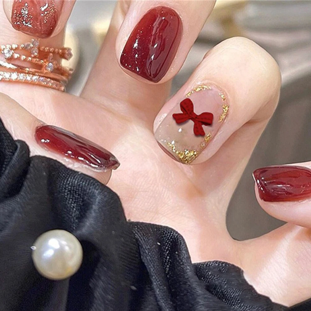 Chinese Manicure Unique Design Exquisite Craftsmanship Alloy Chinese Nail Drill Nail Accessories Nail Stickers Bright Color Red