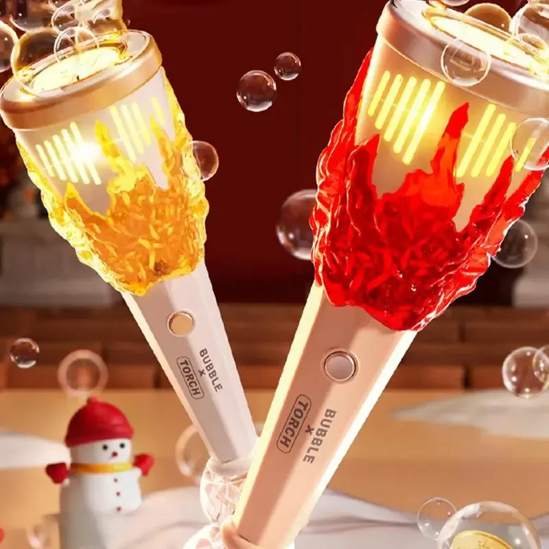 Machine à bulles torche bâton à bulles lumière portable musique enfants jeu de plein air pistolet soufflant savon bulle jouets pour enfants cadeaux de noël